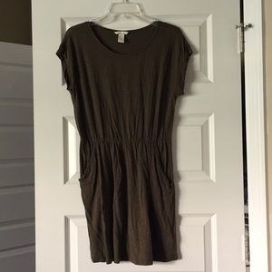 H&M Hunter Green Cotton Dress with pockets